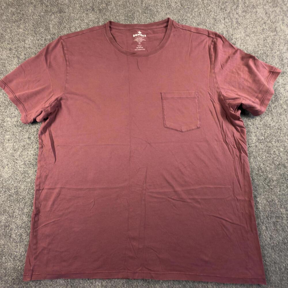 Bombas Mens Pima Cotton Pocket T-Shirt XL Maroon Red‎ Short Sleeve Tee 1679
